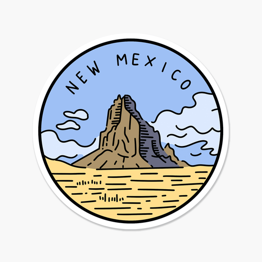 New Mexico Illustrated US State 3 x 3 in - Travel Sticker - Footnotes Paper