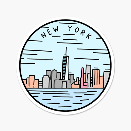 New York Illustrated US State 3 x 3 in - Travel Sticker - Footnotes Paper