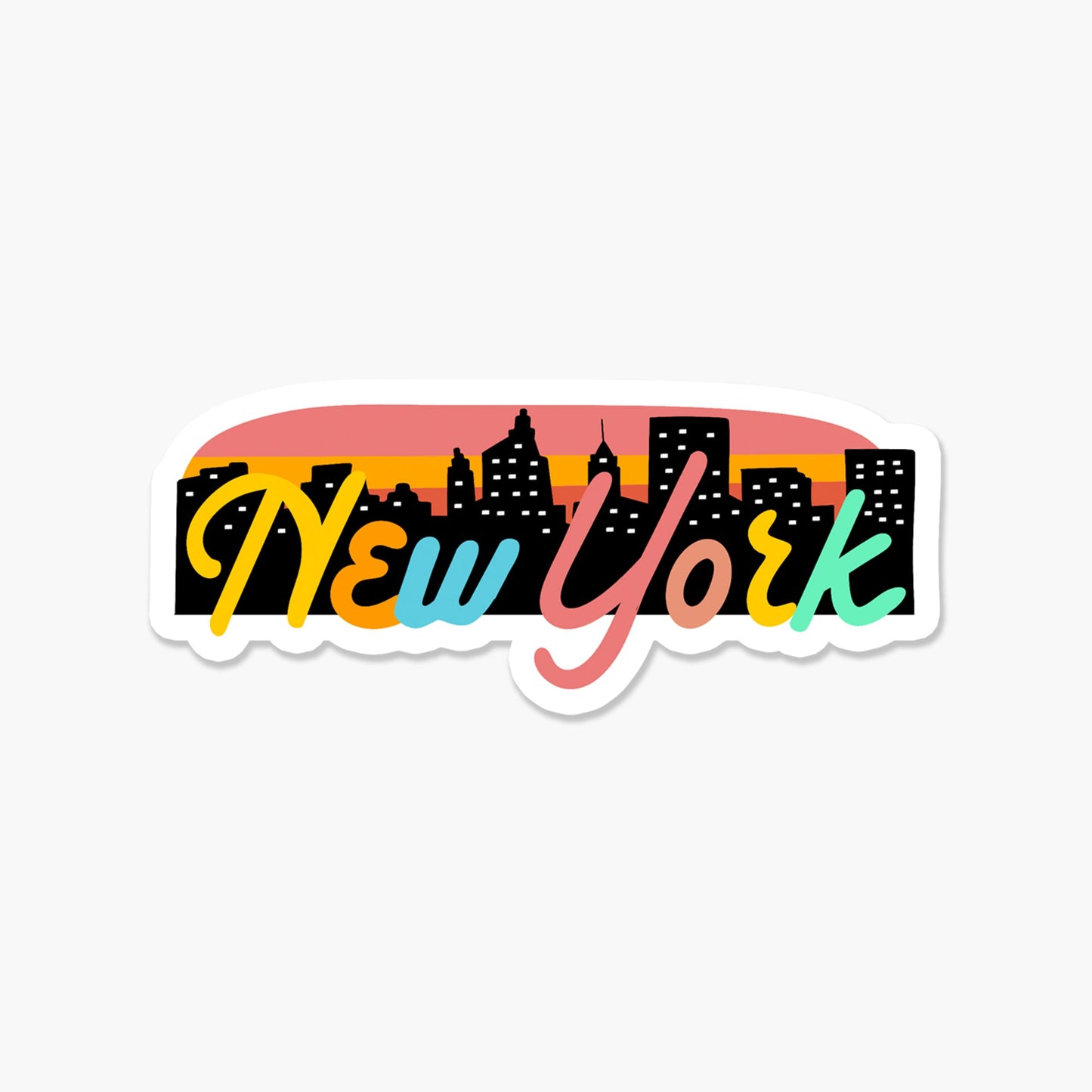 New York Skyline Sunset 3 x 3 in - Travel Sticker - Footnotes Paper