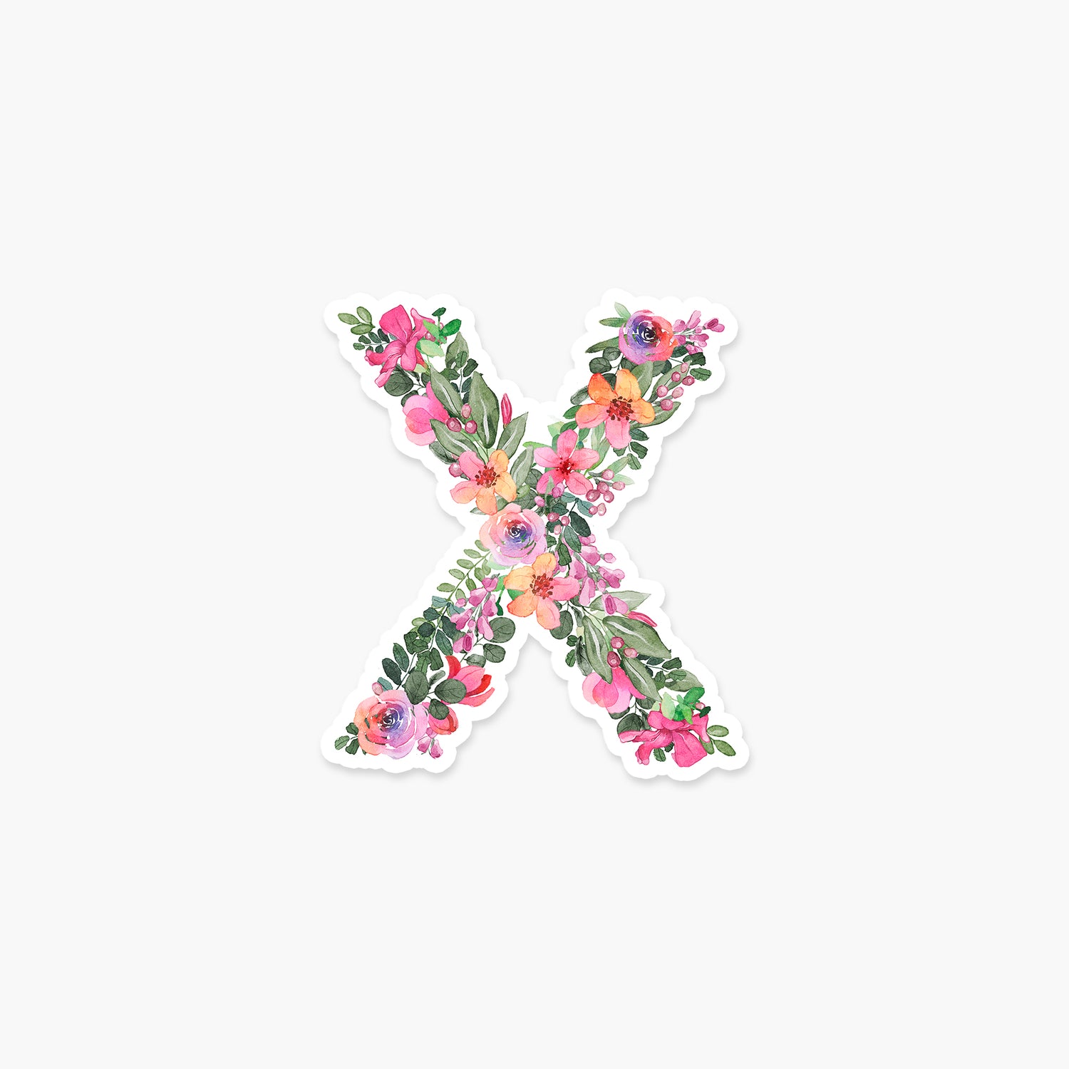 Letter "X" Floral - Monogram Initials Sticker | Footnotes Paper