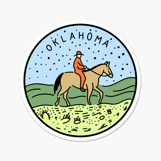 Oklahoma Illustrated US State 3 x 3 in - Travel Sticker - Footnotes Paper