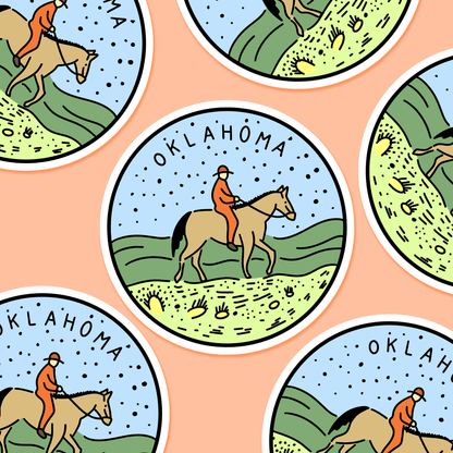 Oklahoma Illustrated US State 3 x 3 in - Travel Sticker - Footnotes Paper