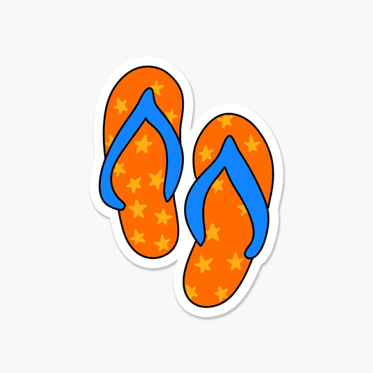 Orange Flip Flops 3 x 3 in - Summer Sticker - Footnotes Paper
