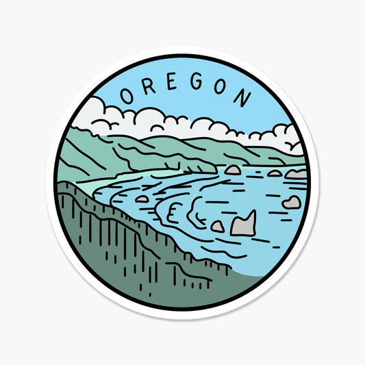 Oregon Illustrated US State 3 x 3 in - Travel Sticker - Footnotes Paper