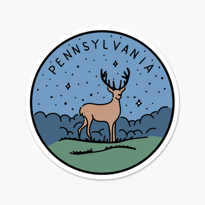 Pennsylvania Illustrated US State 3 x 3 in - Travel Sticker - Footnotes Paper