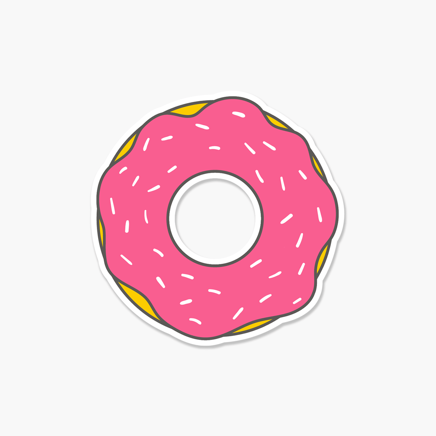 Pink Donut with White Sprinkles - Food Sticker - Footnotes Paper