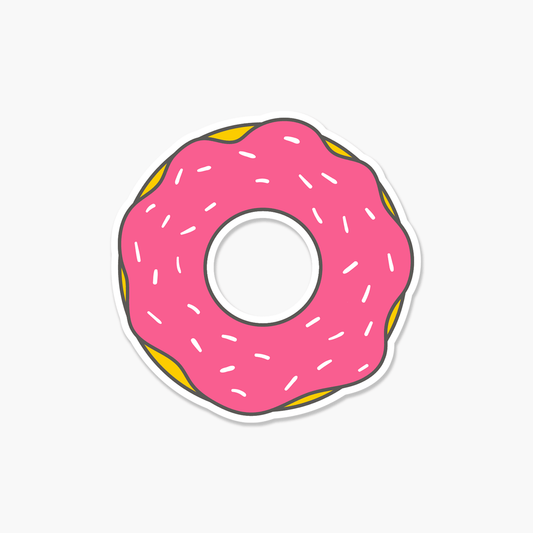 Pink Donut with White Sprinkles - Food Sticker - Footnotes Paper