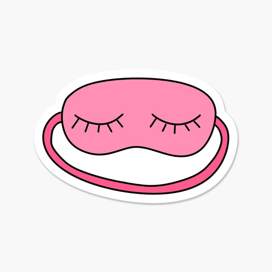 Pink Travel Eye Mask 3 x 3 in - Travel Sticker - Footnotes Paper