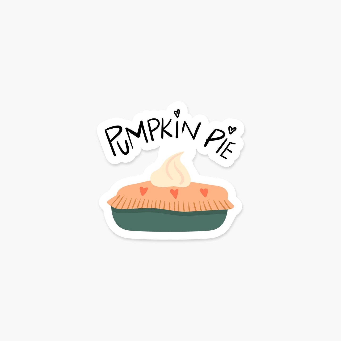 Pumpkin Pie with hearts 3 x 2.8 in - Fall & Autumn Sticker - Footnotes Paper