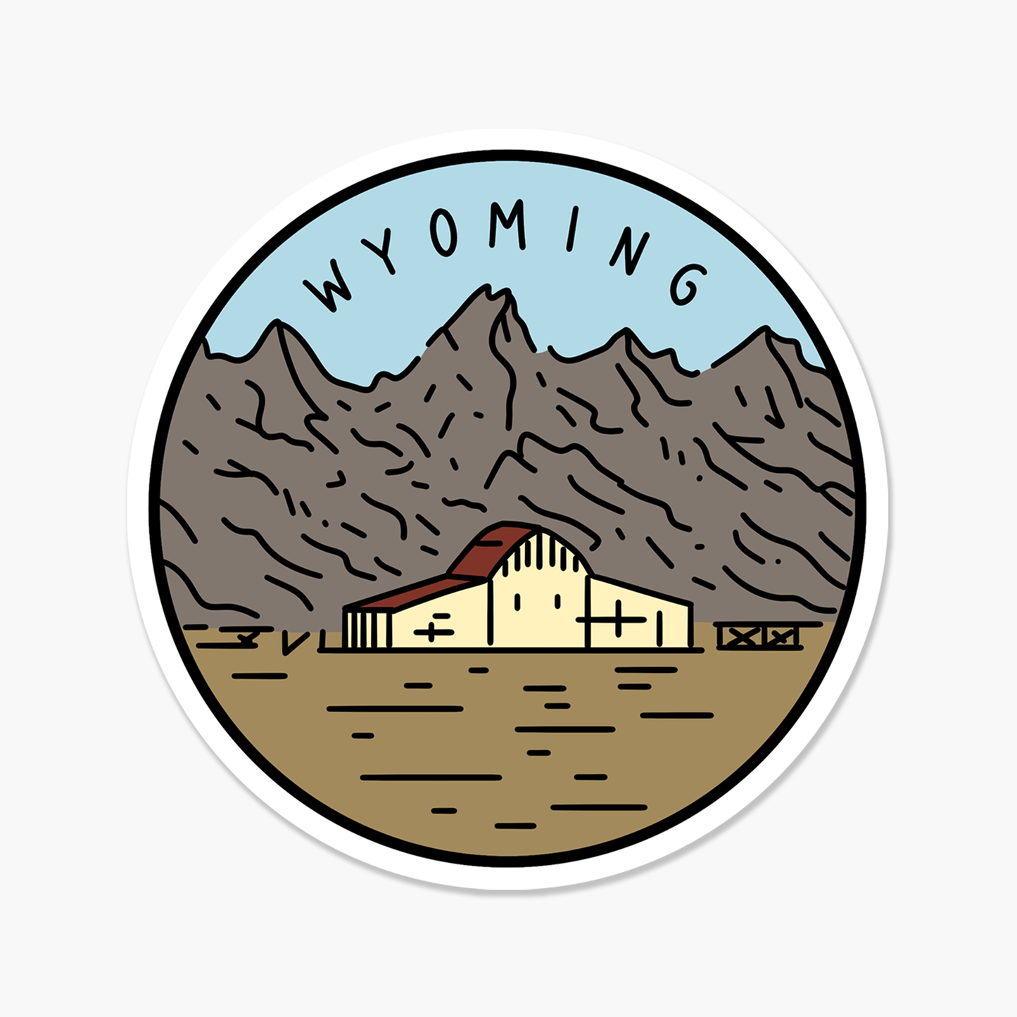 Wyoming Illustrated US State Travel Sticker | Footnotes Paper