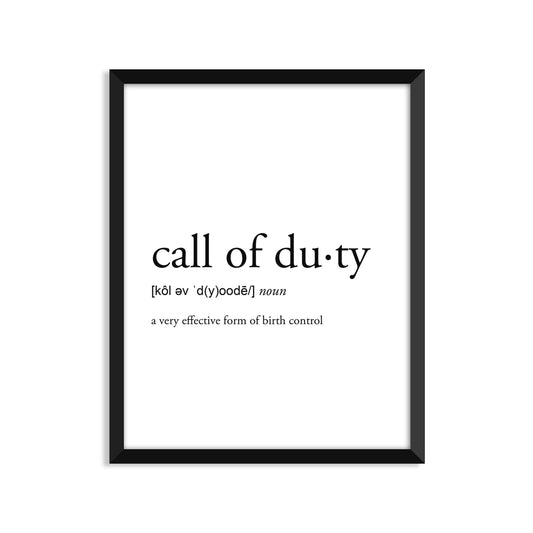 Call Of Duty Definition - Unframed Art Print Or Greeting Card