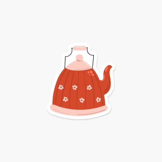 Red Kettle with pink flowers - Footnotes Paper