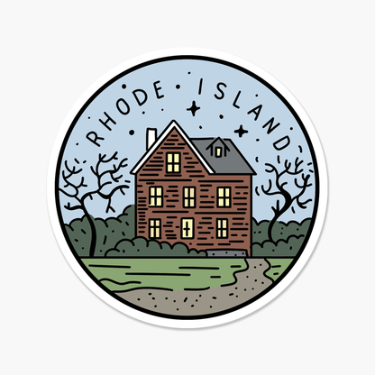 Rhode Island Illustrated US State 3 x 3 in - Travel Sticker - Footnotes Paper