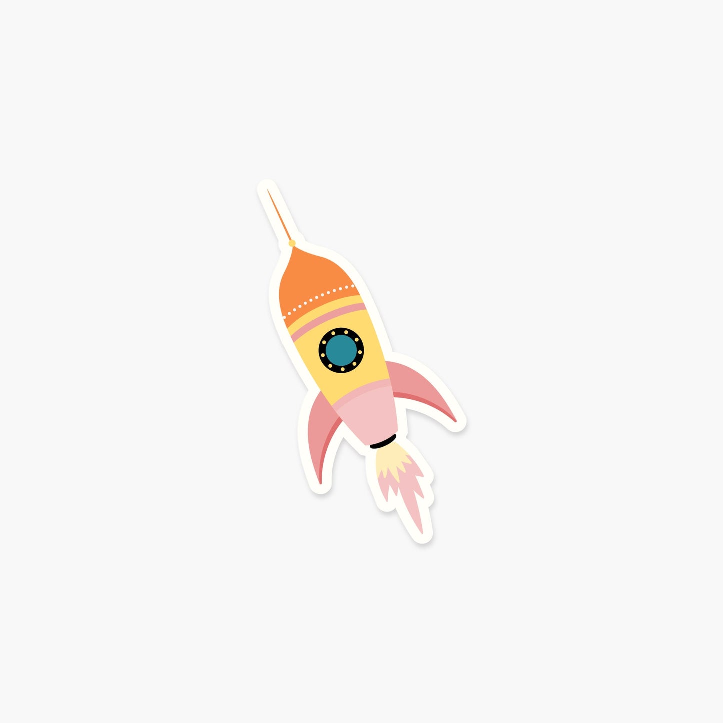Rocketship A 3 x 2 in - Space Sticker - Footnotes Paper