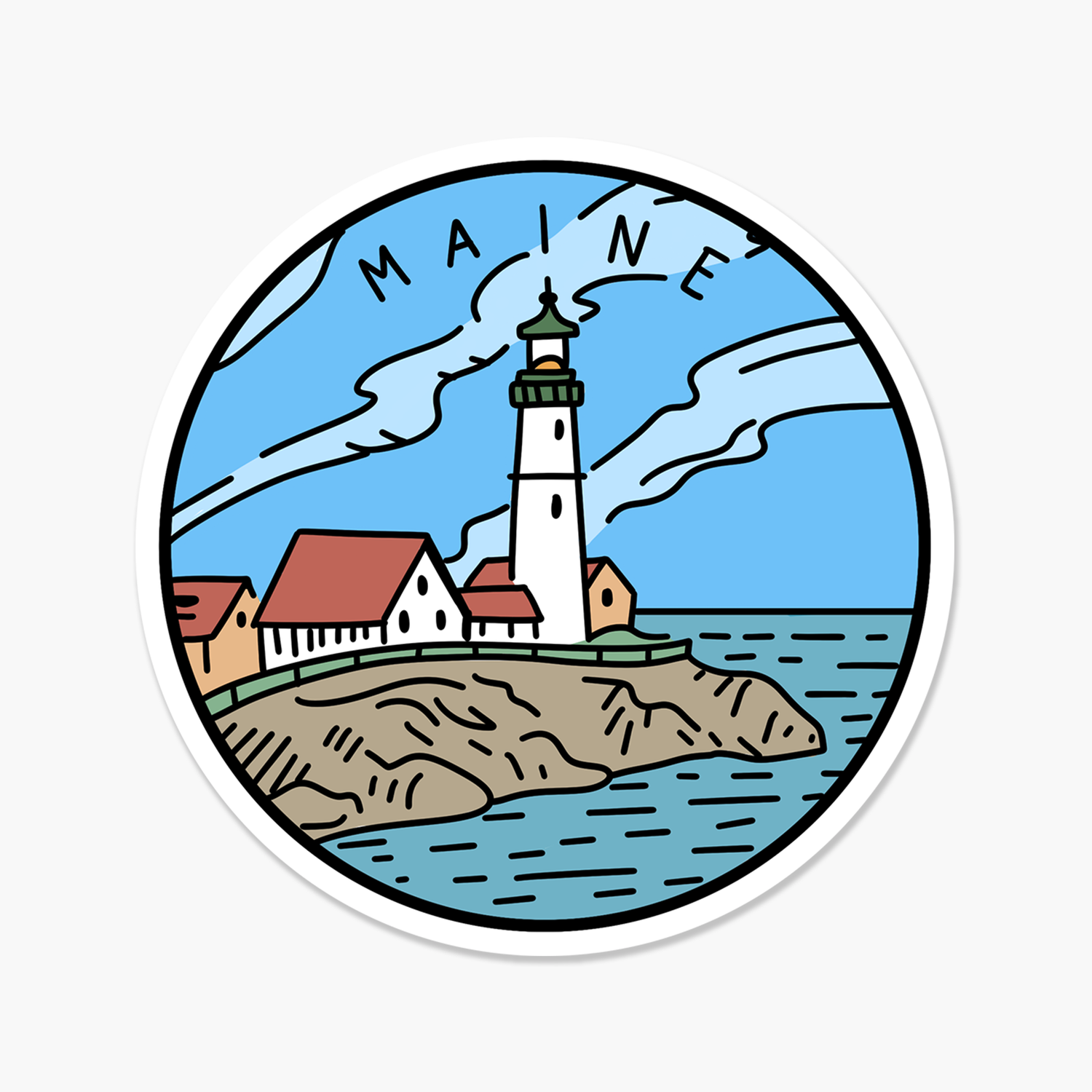 Maine Illustrated US State Travel Sticker | Footnotes Paper