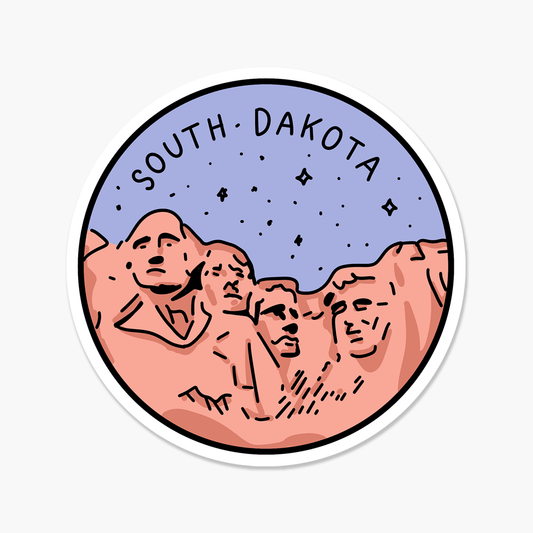 South Dakota Illustrated US State 3 x 3 in - Travel Sticker - Footnotes Paper