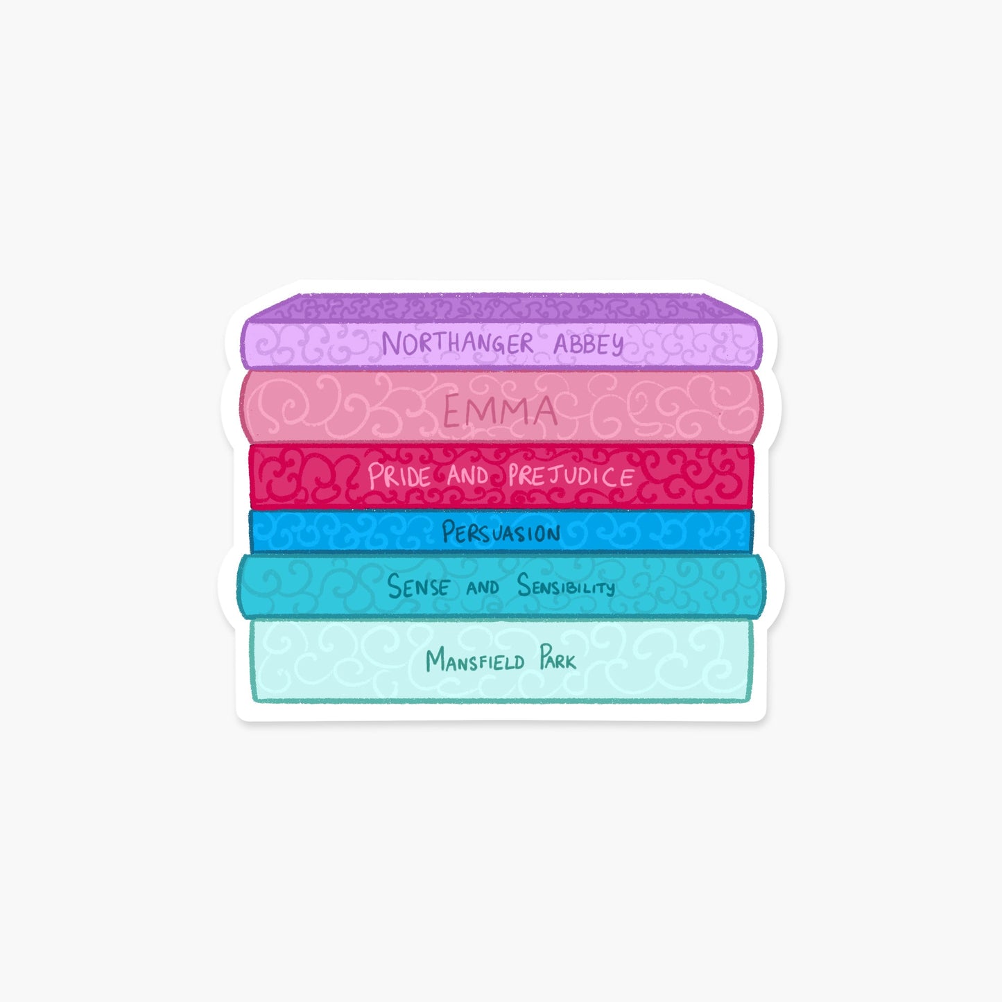 Stack of classic novel books - Bookish Sticker - Footnotes Paper