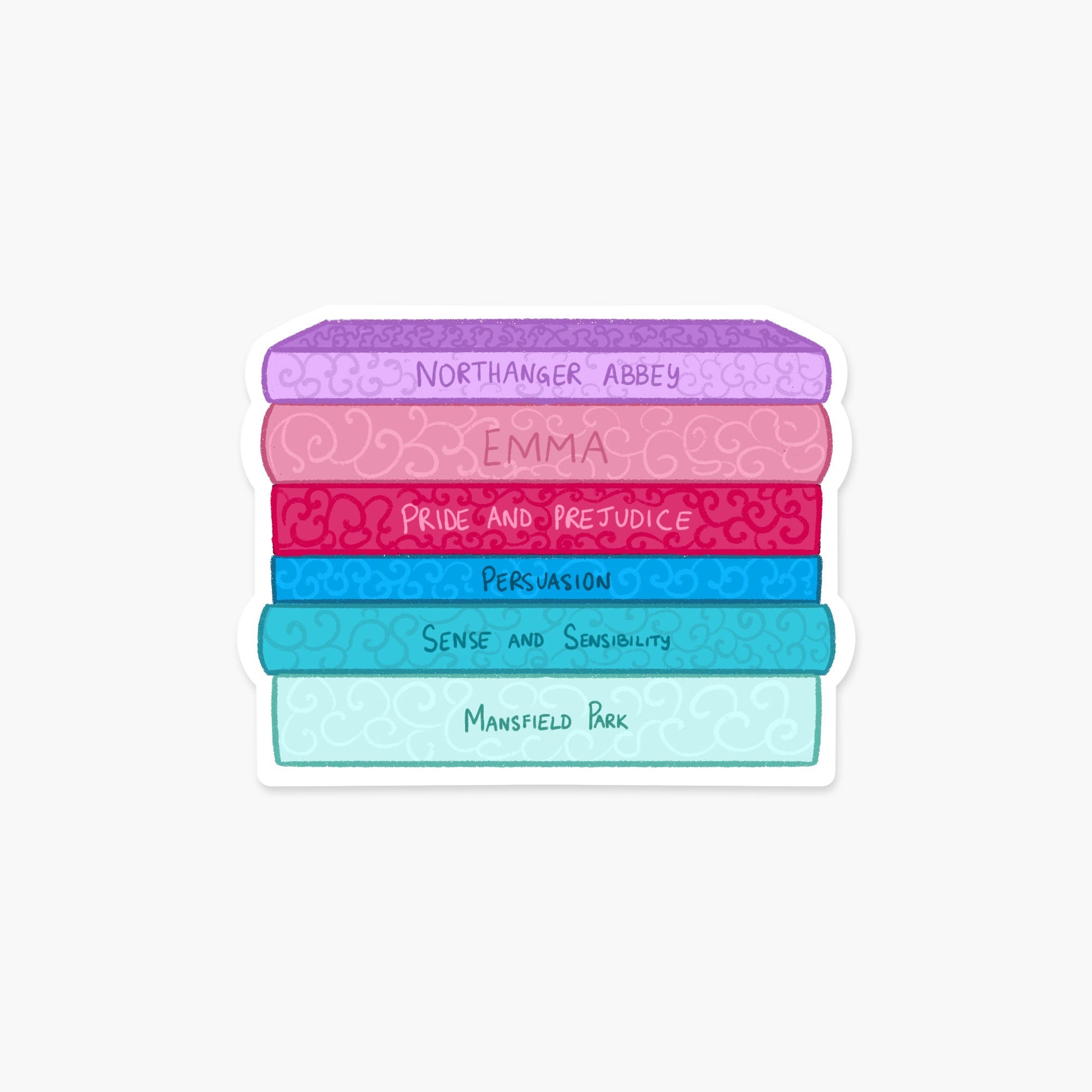 Stack of classic novel books - Bookish Sticker - Footnotes Paper