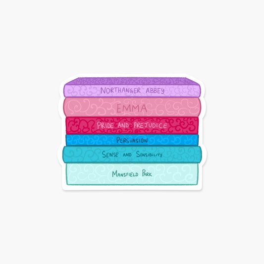Stack of classic novel books - Bookish Sticker - Footnotes Paper
