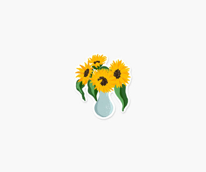 Sunflowers In A Vase – Floral Sticker - Footnotes Paper