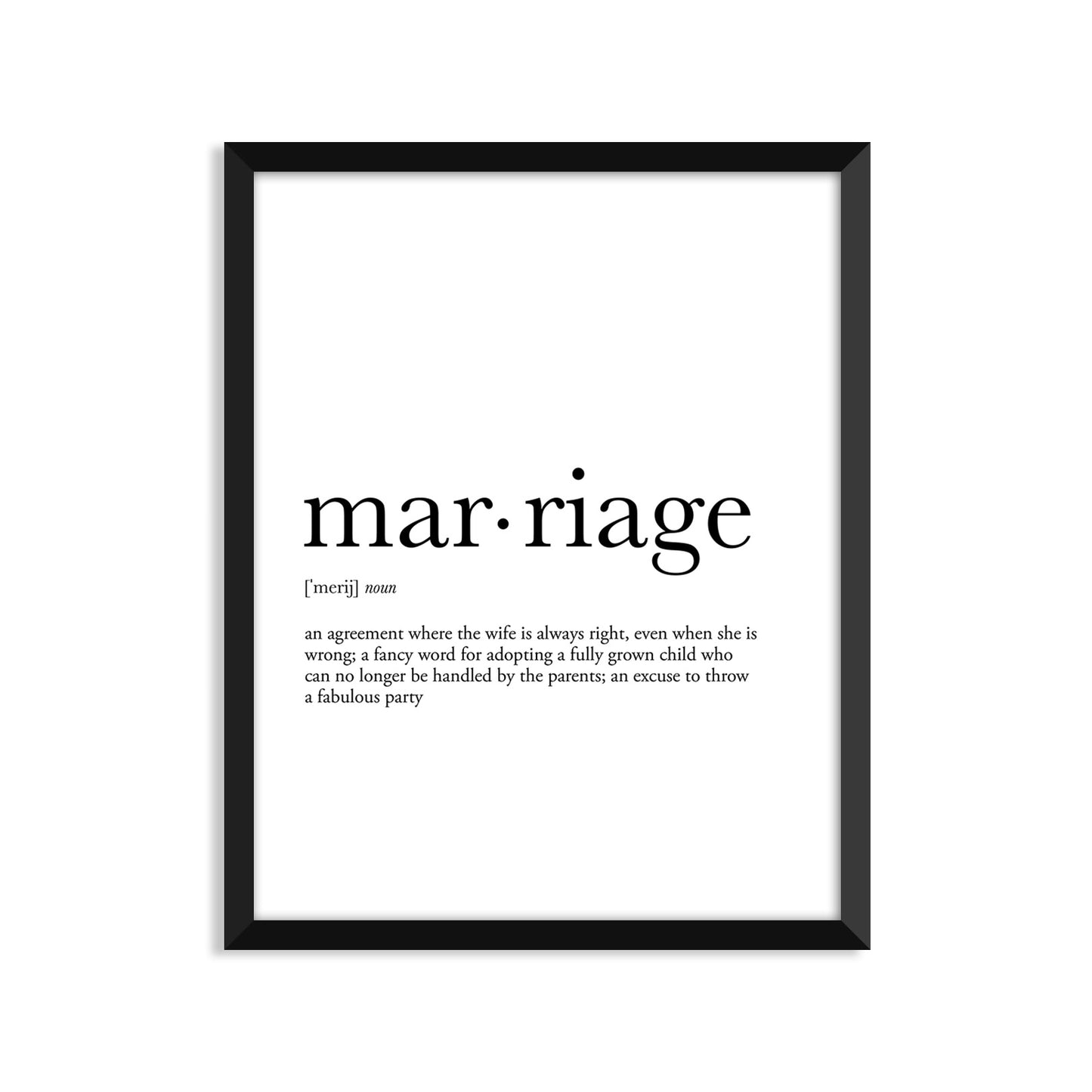 Marriage Definition - Unframed Art Print Or Greeting Card