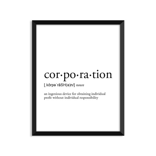 Corporation Definition - Unframed Art Print Or Greeting Card