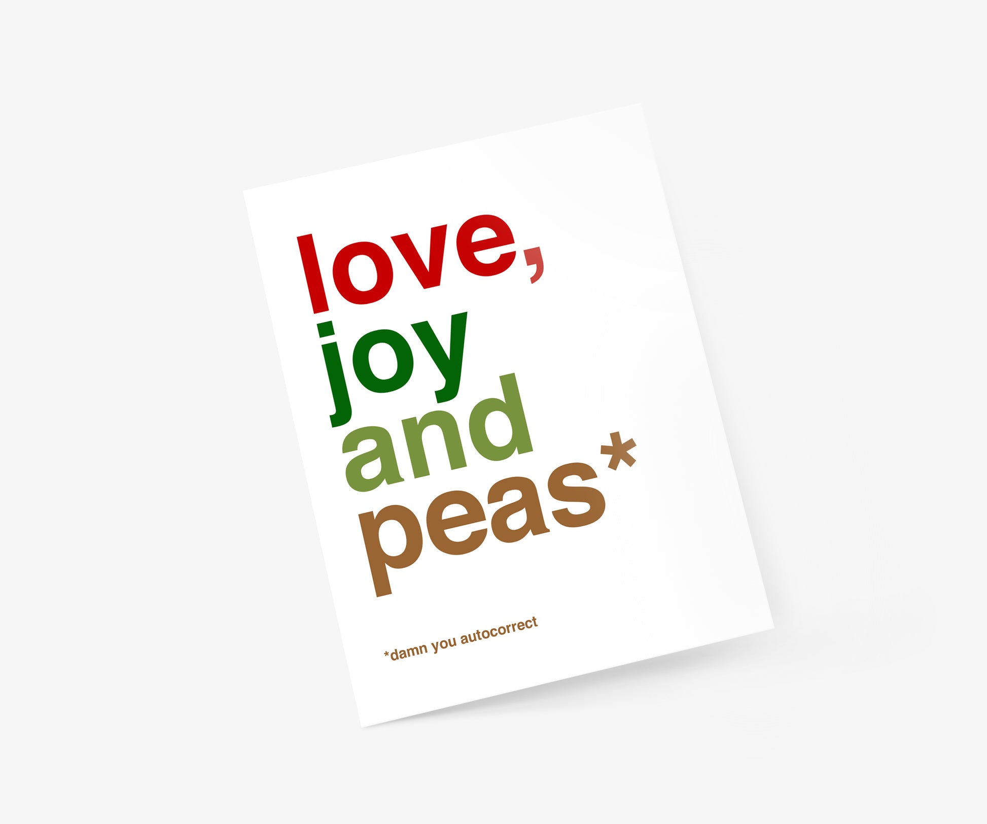 Love Joy & Peas Autocorrect Christmas Card | Footnotes Paper