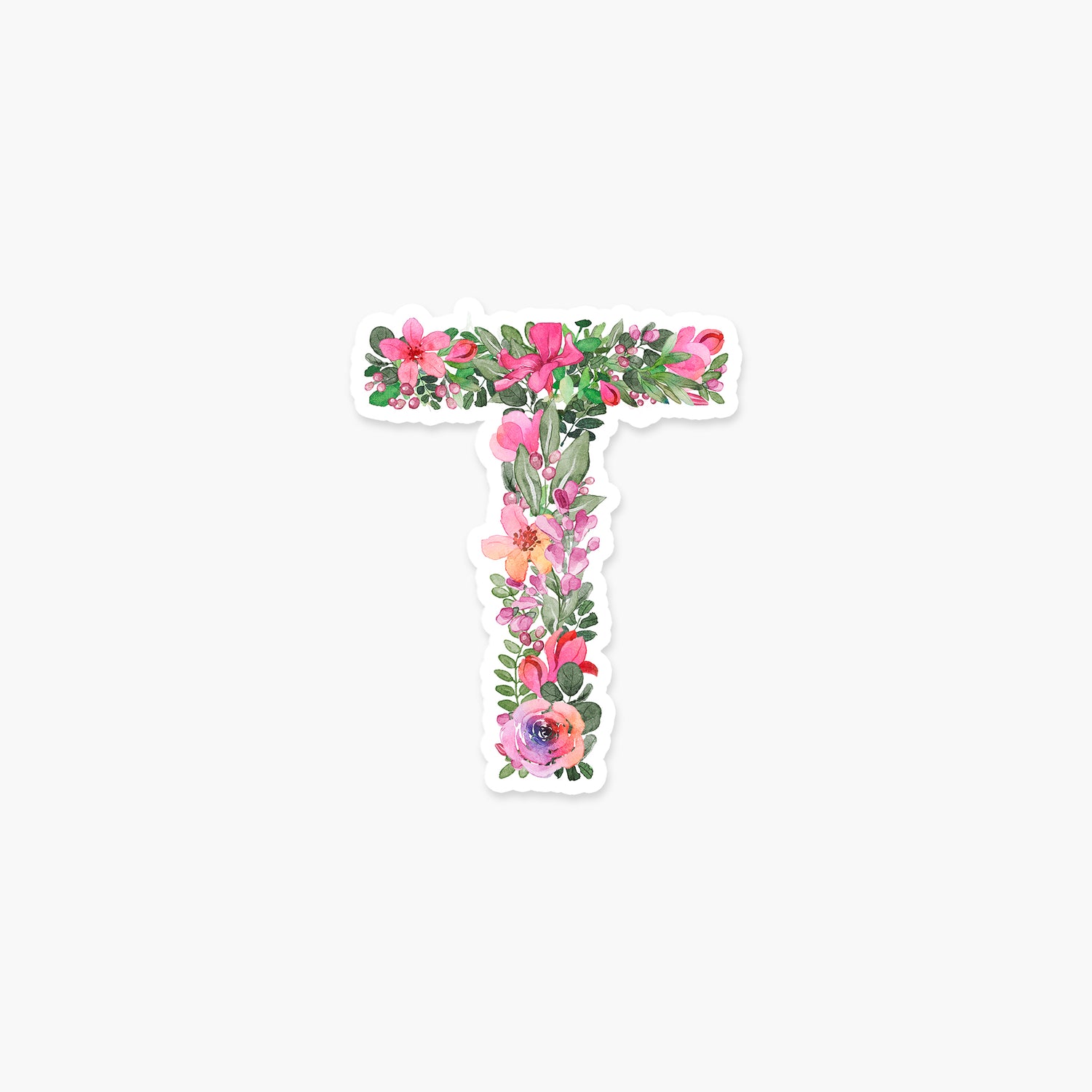 Letter "T" Floral - Monogram Initials Sticker | Footnotes Paper