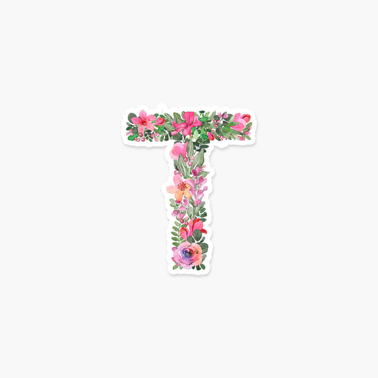 Letter "T" Floral - Monogram Initials Sticker | Footnotes Paper