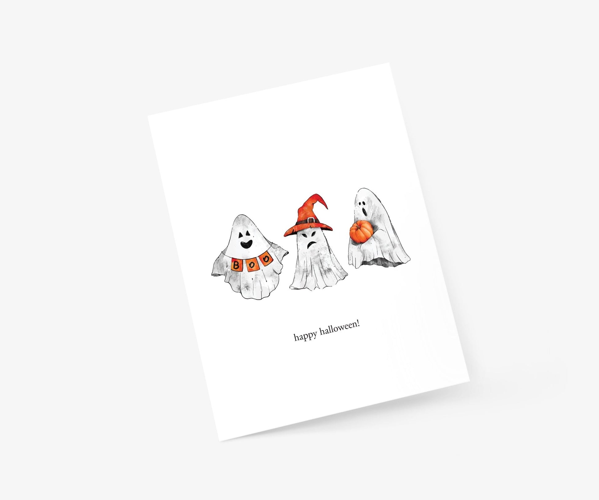 Three Ghosts Happy Halloween Card - Footnotes Paper