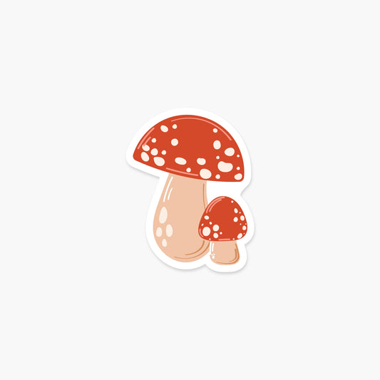 Two Mushrooms - Cottagecore Sticker - Footnotes Paper