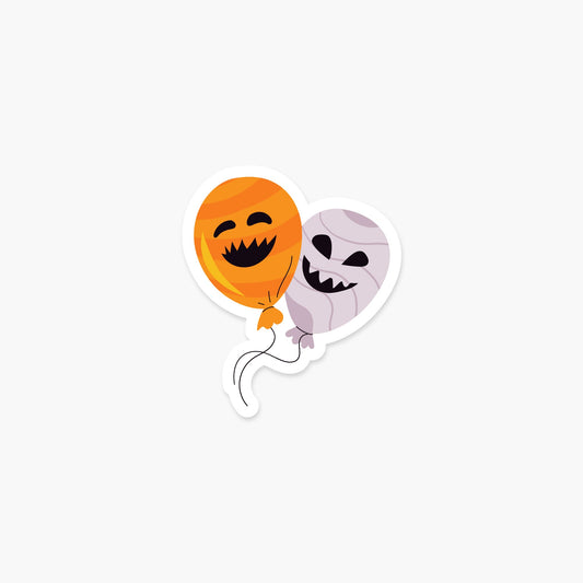 Two spooky balloons 3 x 2.6 in - Halloween Sticker - Footnotes Paper