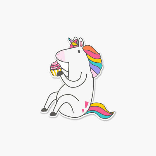 Unicorn Eating a Cupcake - Everyday Sticker - Footnotes Paper