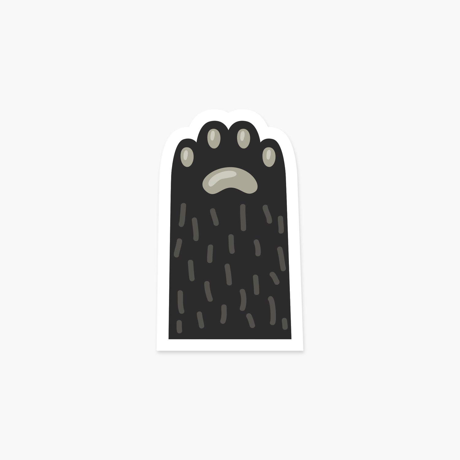 Black Cat with Gray Hair Paw - Animal Sticker | Footnotes Paper