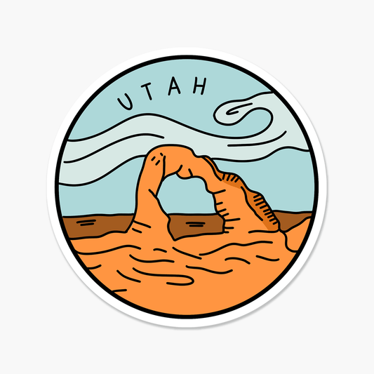 Utah Illustrated US State 3 x 3 in - Travel Sticker - Footnotes Paper
