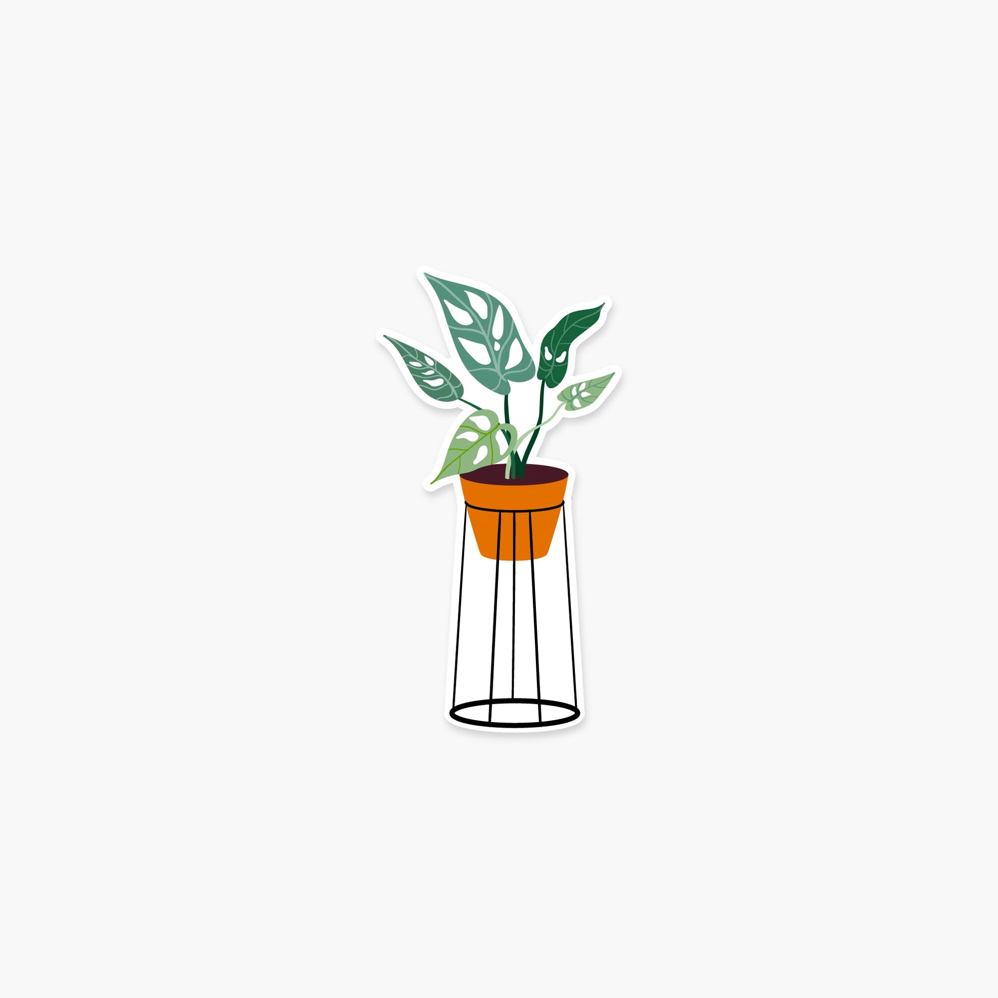 Variegated Monstera in a pot 1.7 x 3.25 in - Plant Sticker - Footnotes Paper