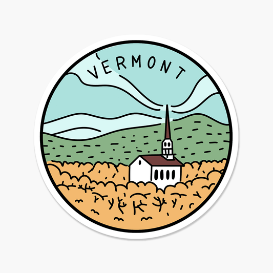 Vermont Illustrated US State 3 x 3 in - Travel Sticker - Footnotes Paper