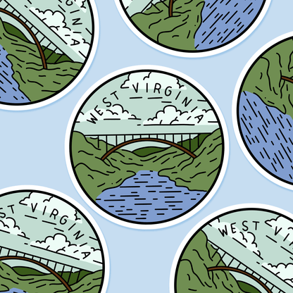 West Virginia Illustrated US State 3 x 3 in - Travel Sticker - Footnotes Paper