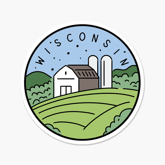 Wisconsin Illustrated US State 3 x 3 in - Travel Sticker - Footnotes Paper