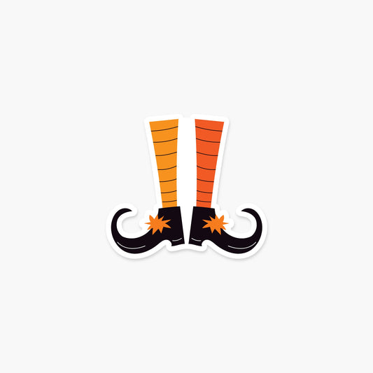 Witch's legs 3 x 2.6 in - Halloween Sticker - Footnotes Paper