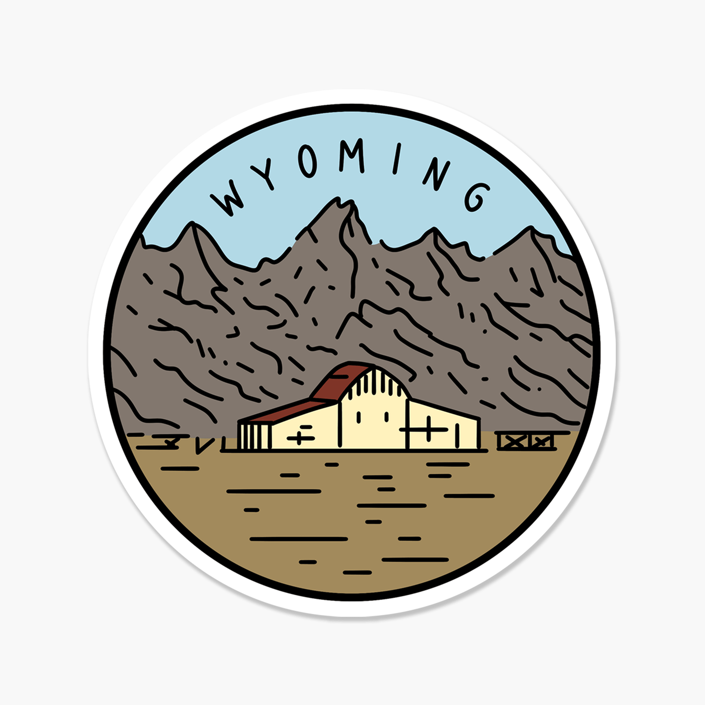 Wyoming Illustrated US State 3 x 3 in - Travel Sticker - Footnotes Paper