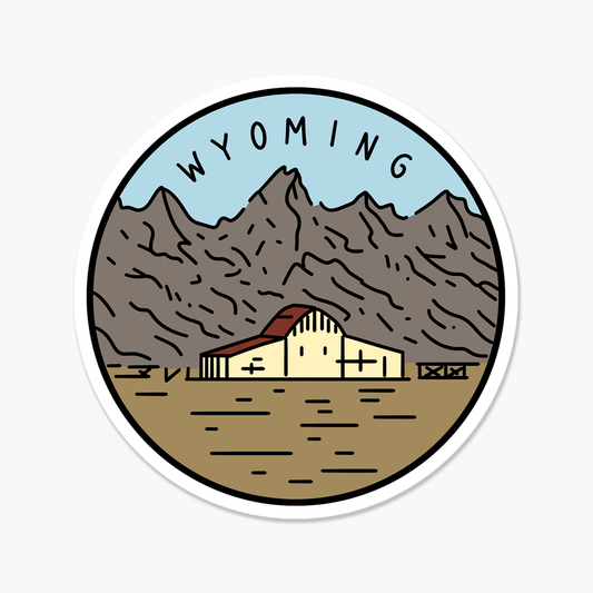 Wyoming Illustrated US State 3 x 3 in - Travel Sticker - Footnotes Paper