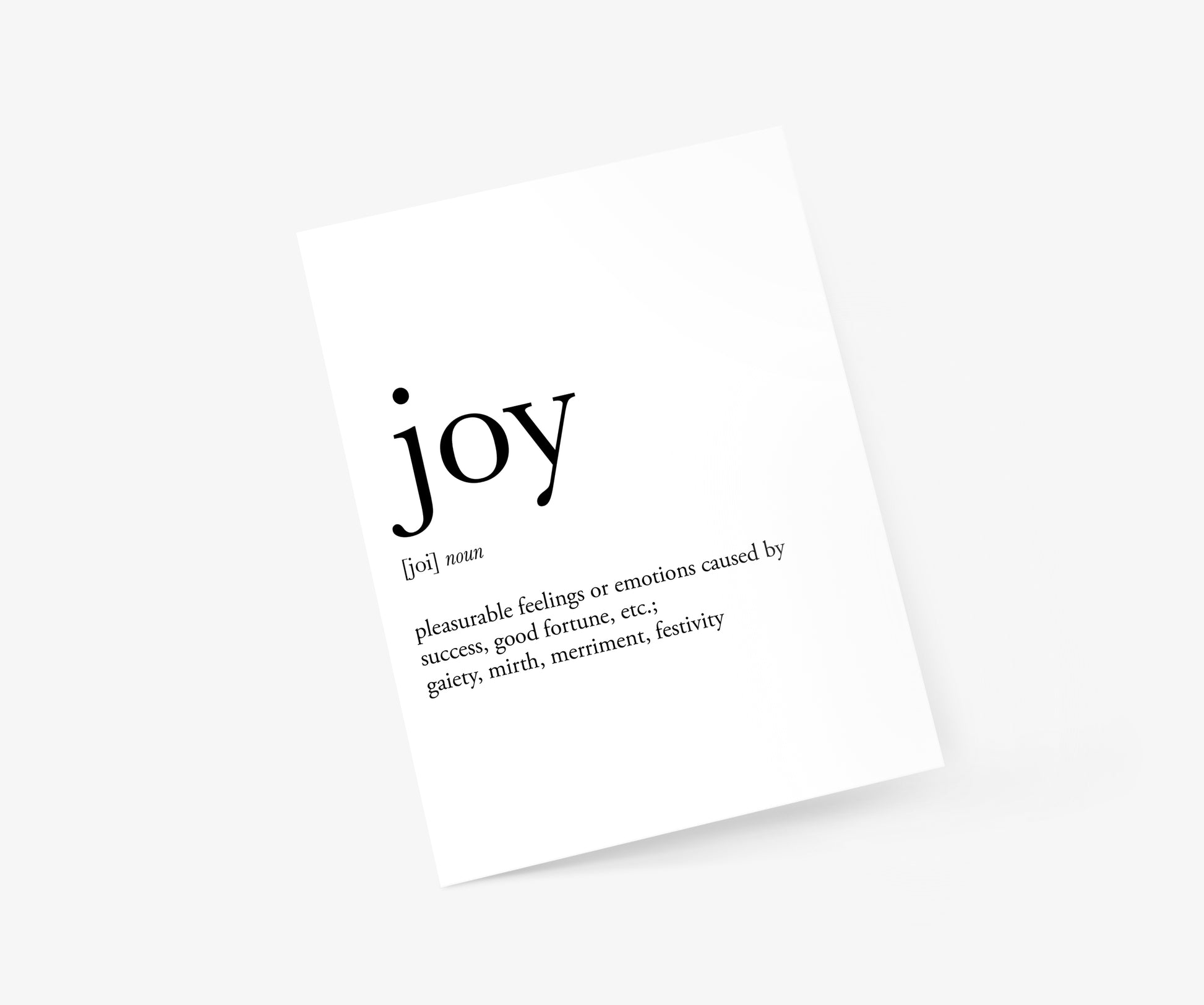 Joy Definition Christmas Card | Footnotes Paper