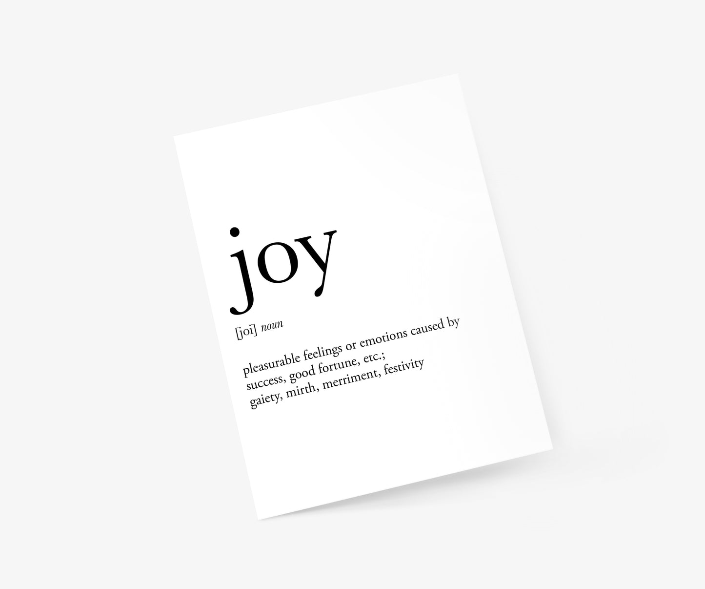Joy Definition Christmas Card | Footnotes Paper